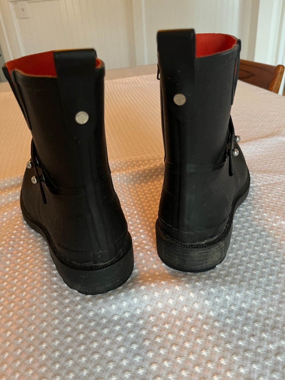 Rag & Bone Black Rain Ankle Boots Waterproof Moto Zip - Picture 4 of 6